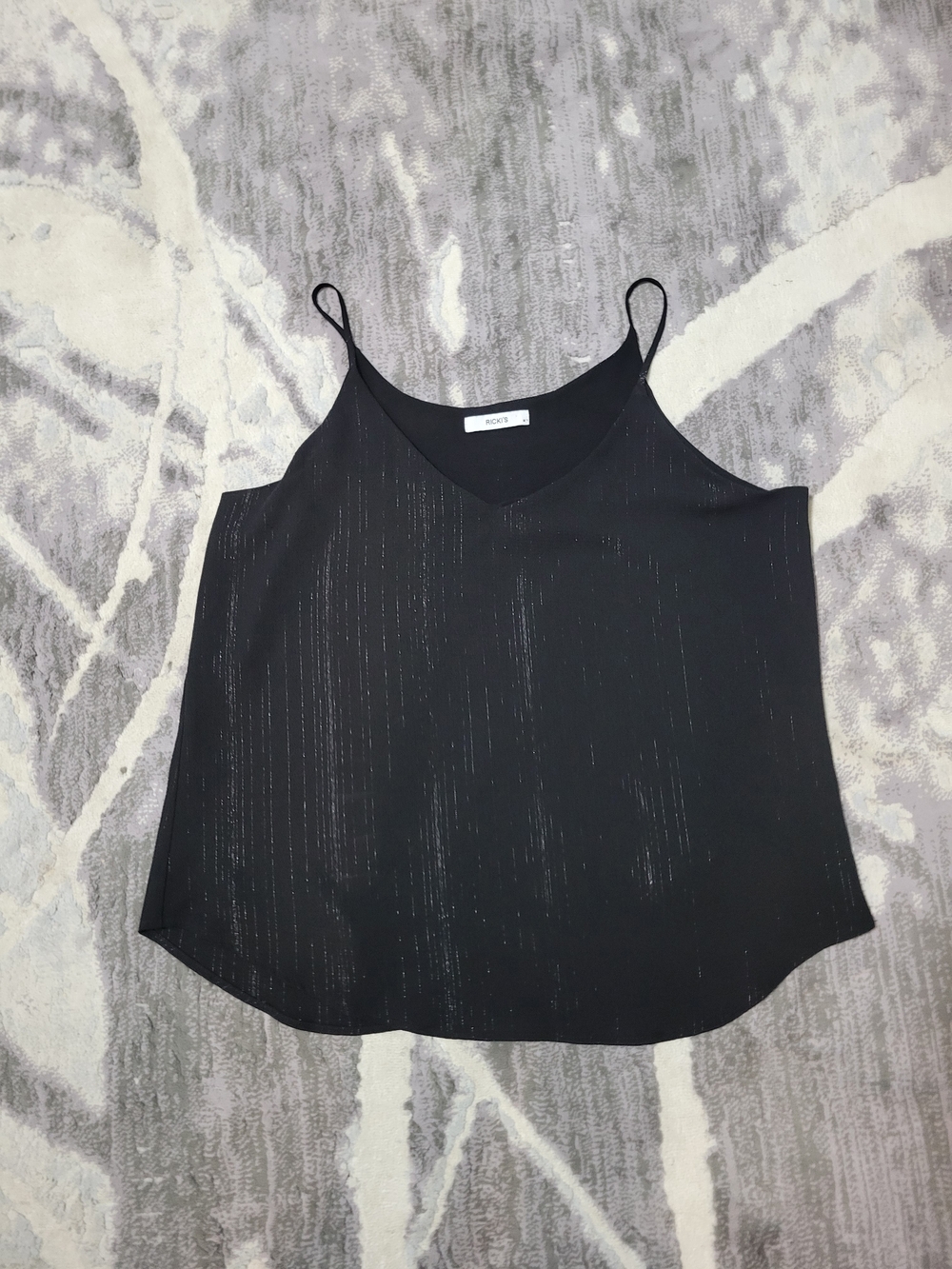 Ricki's Black Metallic Stripe V-Neck Cami